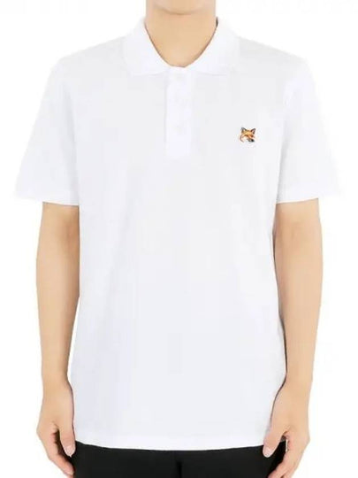 Fox Head Patch Cotton Polo Shirt White - MAISON KITSUNE - BALAAN 2