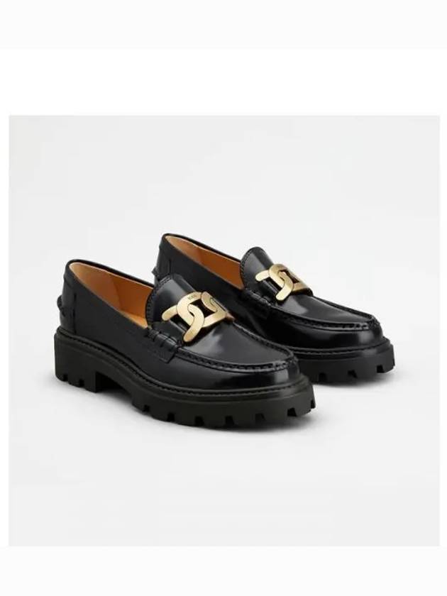 Women's Kate Metal Chain Leather Loafers Black - TOD'S - BALAAN 2