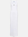 Triangle Logo Sleeveless Long Dress White - PRADA - BALAAN 7