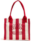 Large Easy Striped Tote Bag Red - GANNI - BALAAN 1