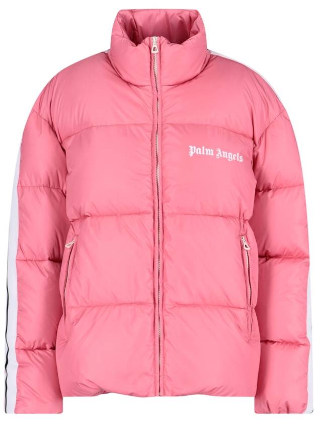 Women's High Neck Logo Track Down Padding Pink - PALM ANGELS - BALAAN 2