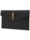 Uptown Envelope Monogram Leather Clutch Bag Black - SAINT LAURENT - BALAAN 3