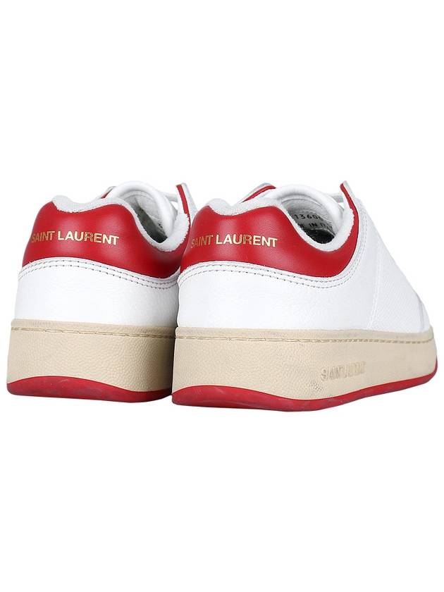 Crack Lace Up Calf Leather Low Top Sneakers White Red - SAINT LAURENT - BALAAN 6