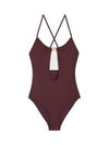 Triomphe Matte Jersey One-Piece Swimsuit Prune - CELINE - BALAAN 2