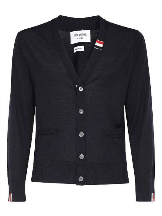 Men's Jersey Stitch V-Neck Cardigan Navy - THOM BROWNE - BALAAN 2