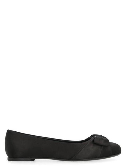 Padded Vara Bow Flat Black - SALVATORE FERRAGAMO - BALAAN 1