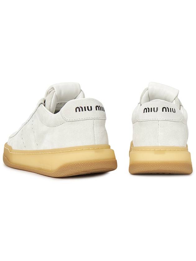 Women's Suede Low Top Sneakers White - MIU MIU - BALAAN 7