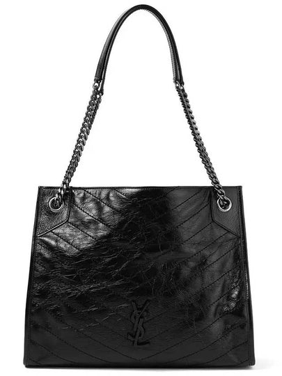 Niki Vintage Leather Shopping Tote Bag Black - SAINT LAURENT - BALAAN 2