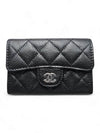 Classic Card Holder Grained Calfskin Silver Black - CHANEL - BALAAN 2