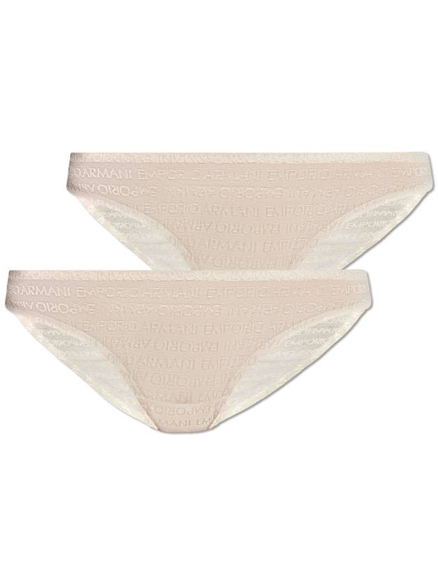 Emporio Armani Lace Briefs With Logo 2-pack, Women's, Cream - EMPORIO ARMANI - BALAAN 1