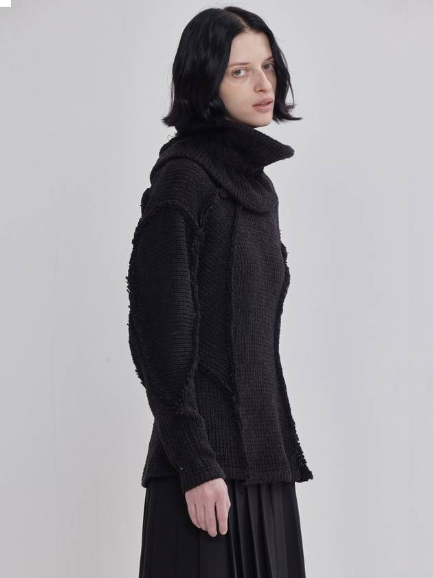 raw edge signature cutting knit sky black - LIE - BALAAN 1