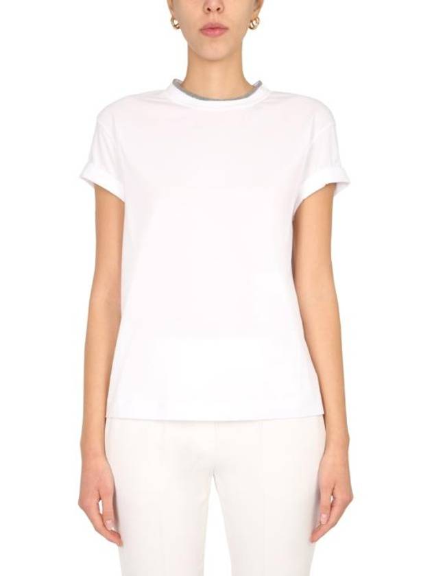 Crew Neck Turn-Up Sleeve Short Sleeve T-Shirt White - BRUNELLO CUCINELLI - BALAAN 2