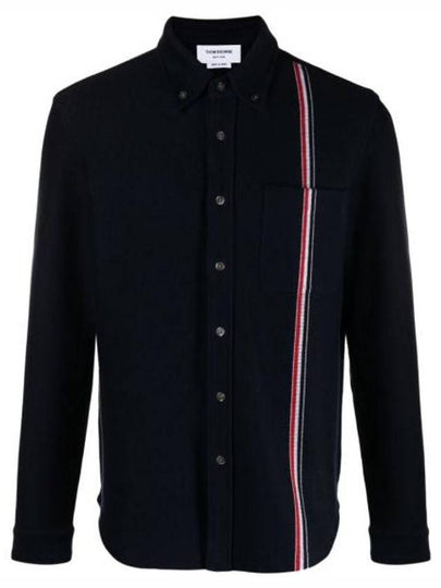 Double Face Knit Long Sleeve Shirt Navy - THOM BROWNE - BALAAN 2