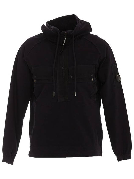 Men's Two Pocket Half Zip Up Hood Black - CP COMPANY - BALAAN 1