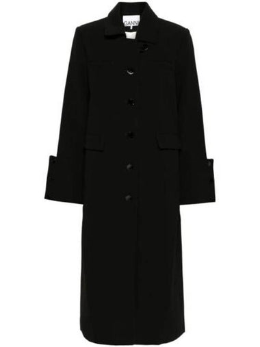 Bonded Crepe Single Coat Black - GANNI - BALAAN 1