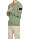 Brushed Cotton Fleece Garment Dyed Crewneck Sweatshirt Sage Green - STONE ISLAND - BALAAN 6