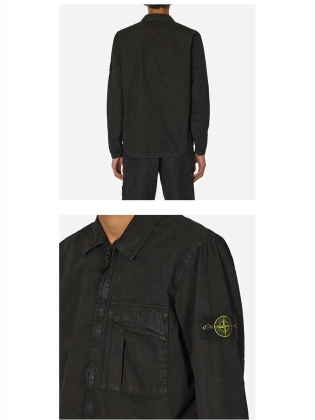 Old Treatment Garment Dyed Overshirt Jacket Black - STONE ISLAND - BALAAN 6