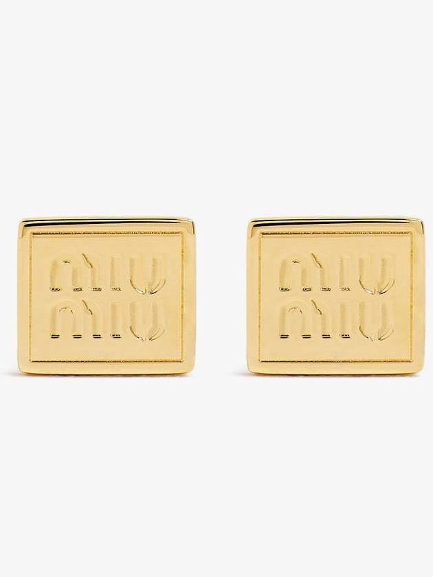 Logo Metal Earrings Gold - MIU MIU - BALAAN 4