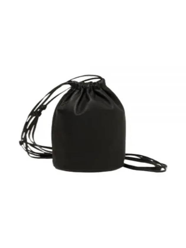 LEATHER BIG ROUND STRING POUCH A23AB01AE BLACK leather big round string pouch - AURALEE - BALAAN 1