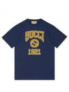 Cotton Jersey Print Short Sleeve T-Shirt Blue - GUCCI - BALAAN 2