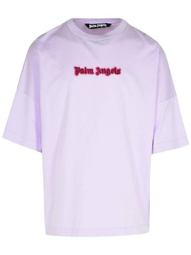 Palm Angels 'Neon' Lilac Cotton T-Shirt - PALM ANGELS - BALAAN 1