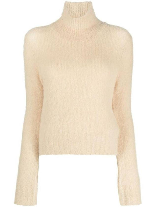 Brushed Alpaca Turtleneck Ivory - AMI - BALAAN 1