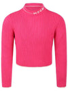 Kids Neckline Logo Ribbed Knit Pink MS029179 044 - MSGM - BALAAN 2