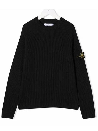 Kids Women s Wappen Ribbed Knit Black 7616505A3 V0029 - STONE ISLAND - BALAAN 1