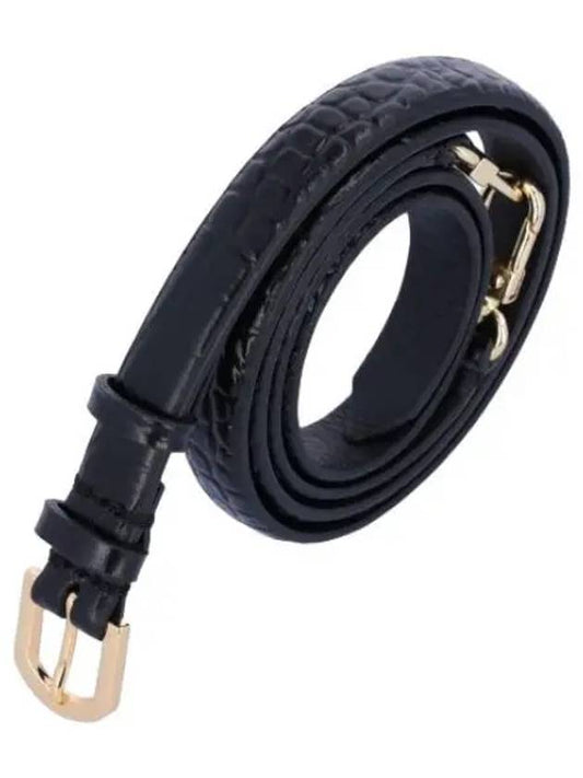 Double Clasp Leather Belt Black Croco Waistband - TOTEME - BALAAN 1