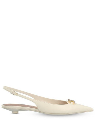 V Logo Bold Edition Sling Back Ballerina White - VALENTINO - BALAAN 1