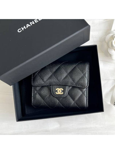 Small Classic Flap Wallet Grained Calfskin & Gold Black - CHANEL - BALAAN 2