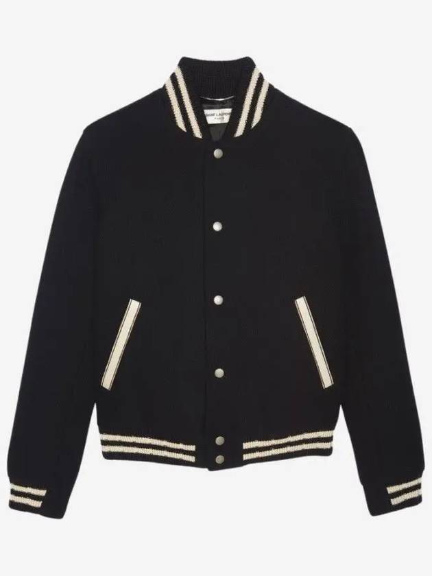 Teddy Wool Bomber Jacket  Black - SAINT LAURENT - BALAAN 4