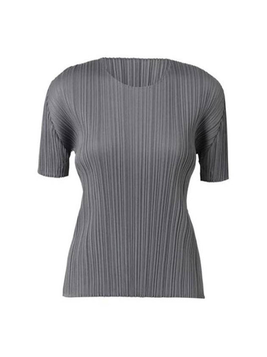 Pleated Please Basic Short Sleeve T Shirt Gray Women PP05 JK103 12 - ISSEY MIYAKE - BALAAN 1