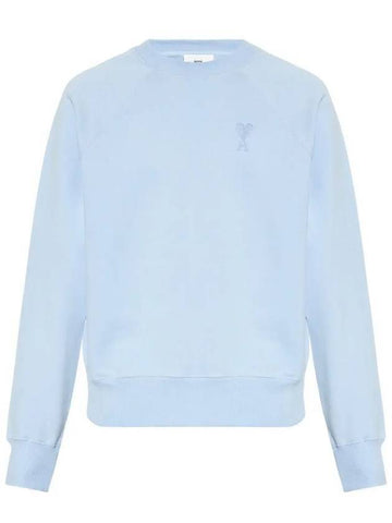 Men's Heart Logo Cotton Sweatshirt Sky Blue - AMI - BALAAN 1