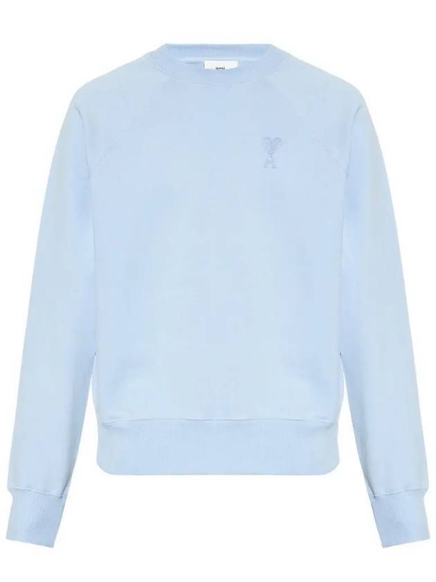 Men's Heart Logo Cotton Sweatshirt Sky Blue - AMI - BALAAN 1