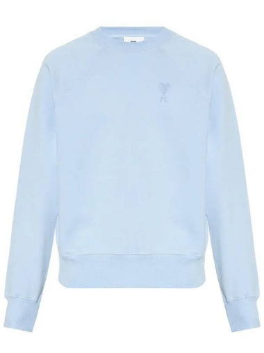 Men's Heart Logo Cotton Sweatshirt Sky Blue - AMI - BALAAN 1