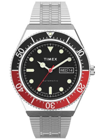 Men's Automatic 40mm Stainless Steel Watch Black Red Silver - TIMEX - BALAAN 2