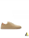 Men's Checked Cotton Leather Low Top Sneakers Beige - BURBERRY - BALAAN 2