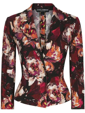 floral print slim fit waistline blazer F26S5TFSIBD - DOLCE&GABBANA - BALAAN 1