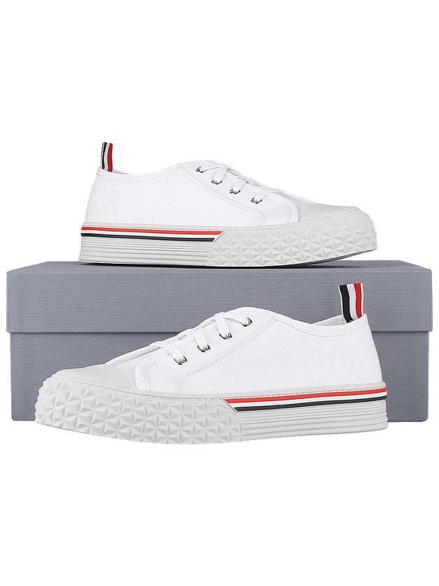 Striped Trim Lace-up Low Top Sneakers White - THOM BROWNE - BALAAN 11