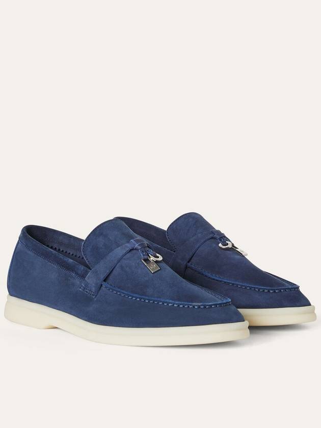 Summer Charms Walk Suede Loafers True Dark Blue - LORO PIANA - BALAAN 1