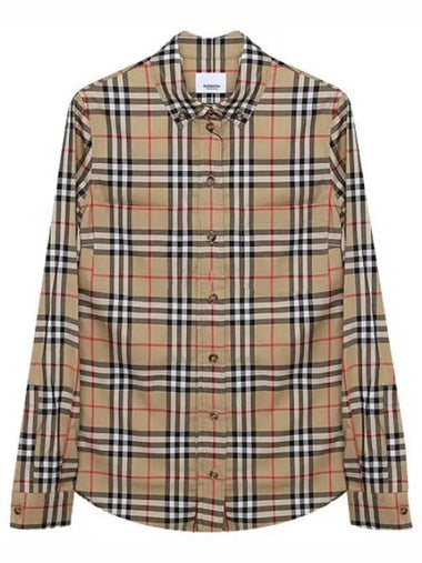 Button down collar vintage check stretch cotton shirt - BURBERRY - BALAAN 1