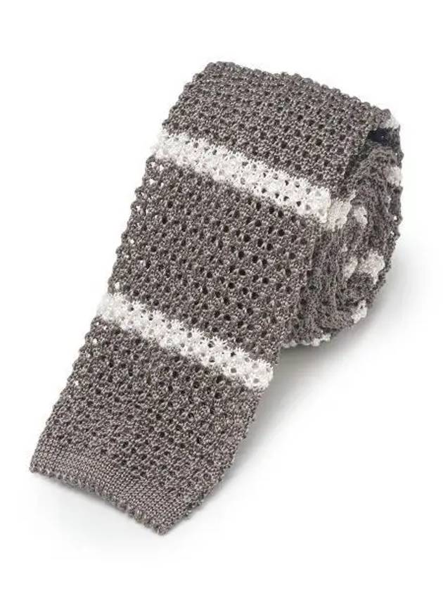 Striped Knit Silk Tie Gray - POLO RALPH LAUREN - BALAAN 1