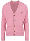 Logo Embroidery Fine Wool Cardigan Pink - VIVIENNE WESTWOOD - BALAAN 2