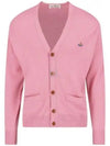 Embroidery Logo Fine Wool Cardigan Pink - VIVIENNE WESTWOOD - BALAAN 2