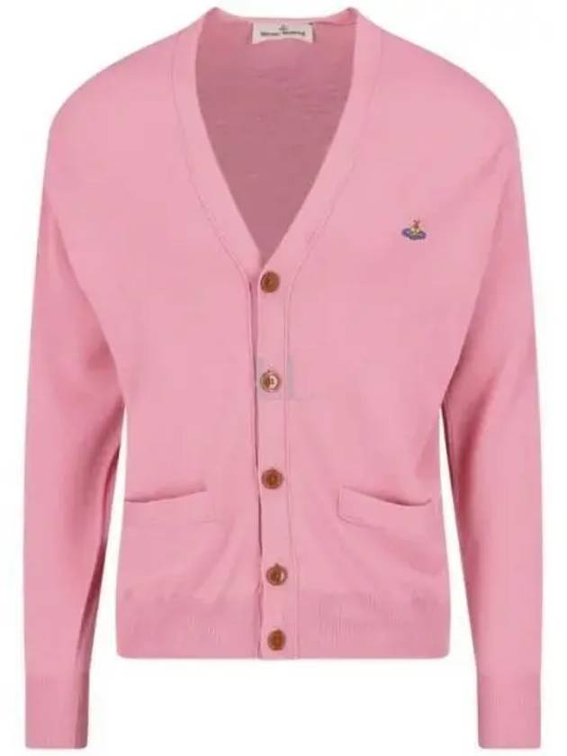 Logo Embroidery Fine Wool Cardigan Pink - VIVIENNE WESTWOOD - BALAAN 2