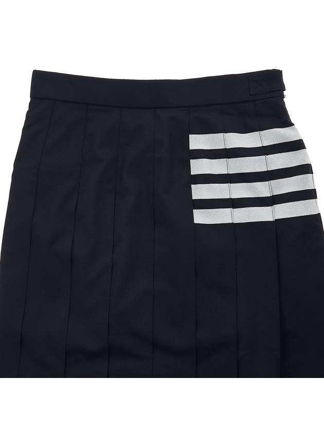 4 Bar Logo Plain Weave Wool Pleated Skirt Navy - THOM BROWNE - BALAAN 4