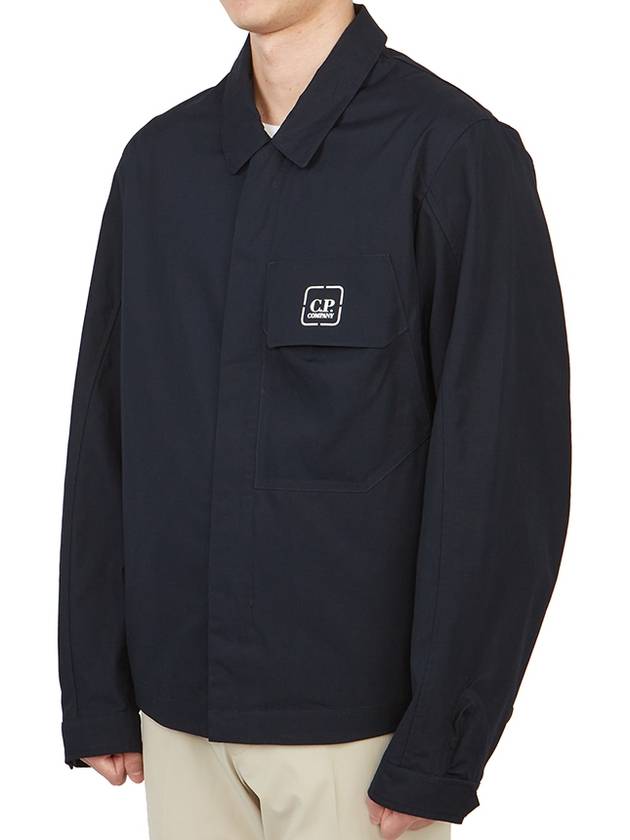 Metropolis Logo Patch Shirt Zip Up Jacket Navy - CP COMPANY - BALAAN 4