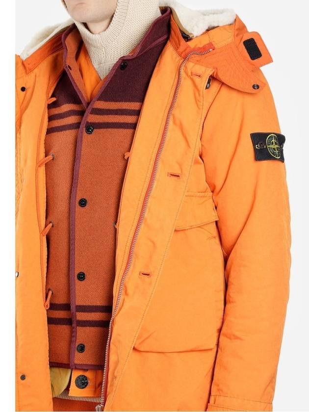 Wappen Layered Long Hooded Jacket Orange - STONE ISLAND - BALAAN 6