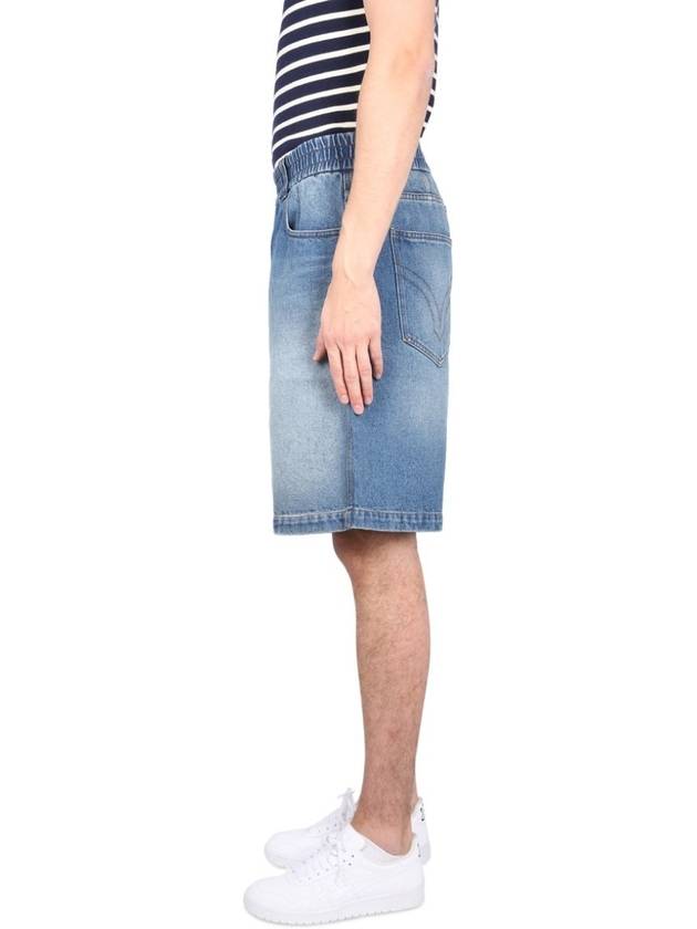 Wide Leg Denim Bermuda Shorts Blue - AMI - BALAAN 3